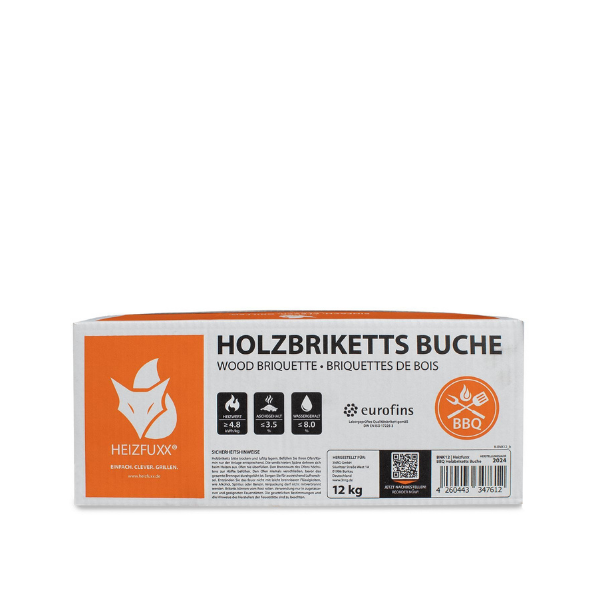 Heizfuxx Nestro Hartholz M Briketts – 972 kg Palette (81 x 12 kg Kartons) – Premium-Holzbriketts für Kamin & Ofen
